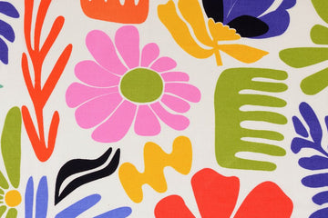Viskose Webware mit Blumen, bunt, 0,5 m